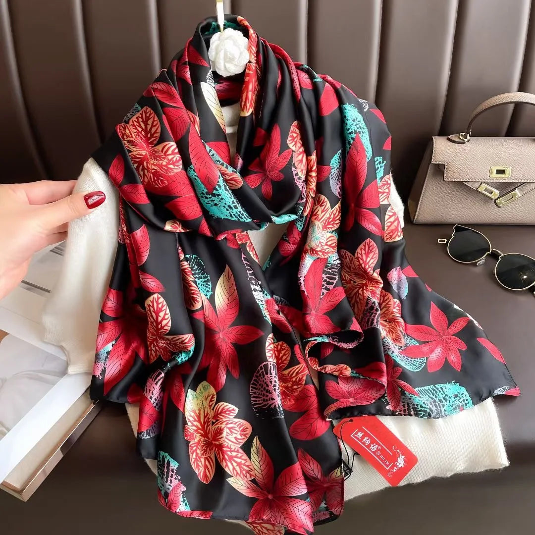 Women's Silk Neck Wrap Printed Pattern Trendy Beach Scarves