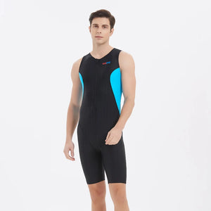Men's Nylon O-Neck Sleeveless Bathing Beach Swimwear One Piece