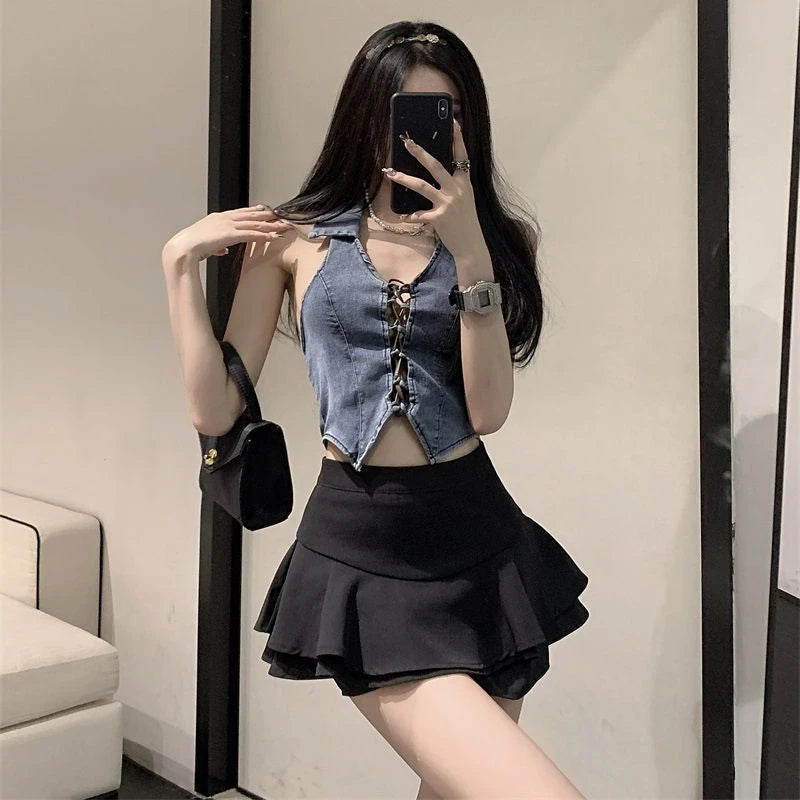 Women's Polyester High Waist Solid Pattern Casual Wear Skirts