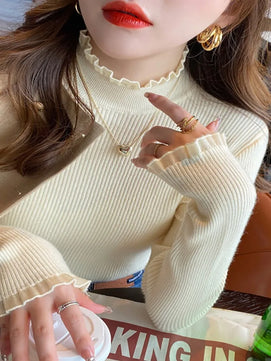 Women's Polyester Turtleneck Full Sleeves Solid Pattern Sweater