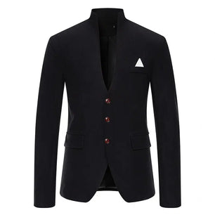 Men's Polyester Long Sleeves Single Breasted Closure Blazer