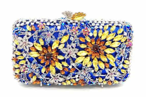 Women's Metallic Hasp Closure Rhinestone Pattern Wedding Clutch