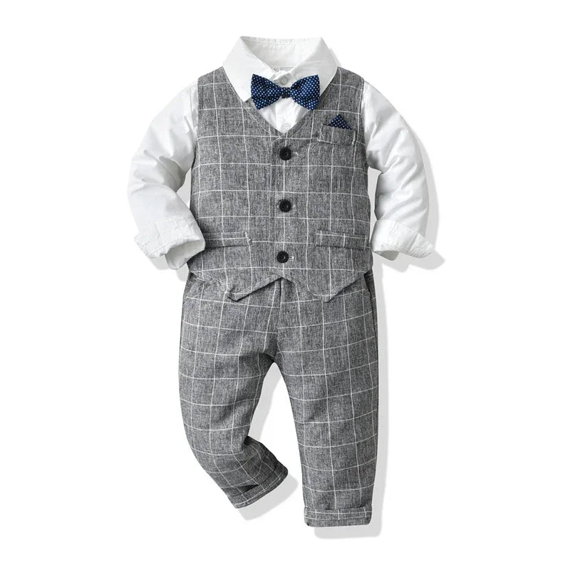 Kid's Cotton Long Sleeves Single Breasted Closure Formal Clothes