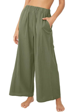 Women's Polyester Elastic Closure High Waist Casual Wear Trousers