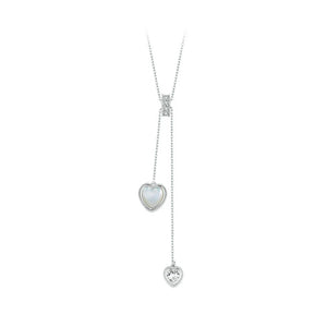 Women's 100% 925 Sterling Silver Zircon Link Chain Heart Necklace