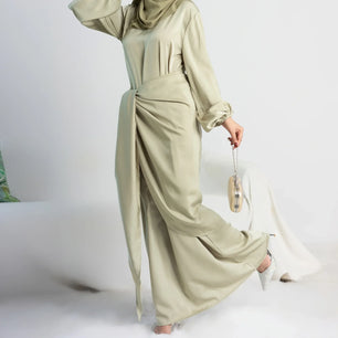 Women's Arabian Polyester Full Sleeve Solid Pattern Party Dress