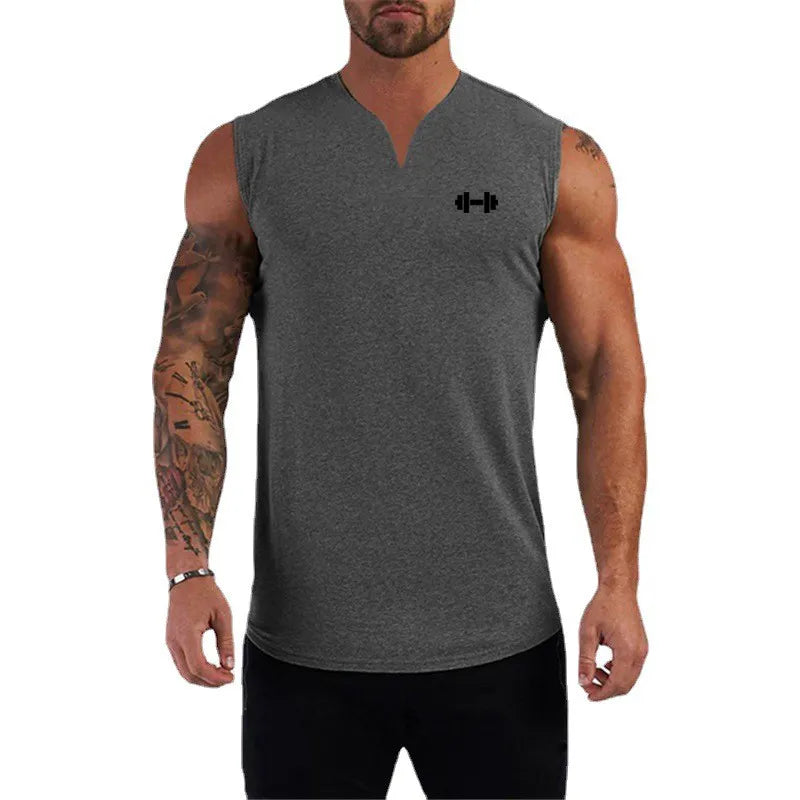 Men's V-Neck Sleeveless Quick Dry Compression Gym Wear Shirt