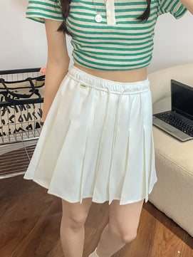 Women's Polyester High Waist Pleated Pattern Casual Wear Skirts