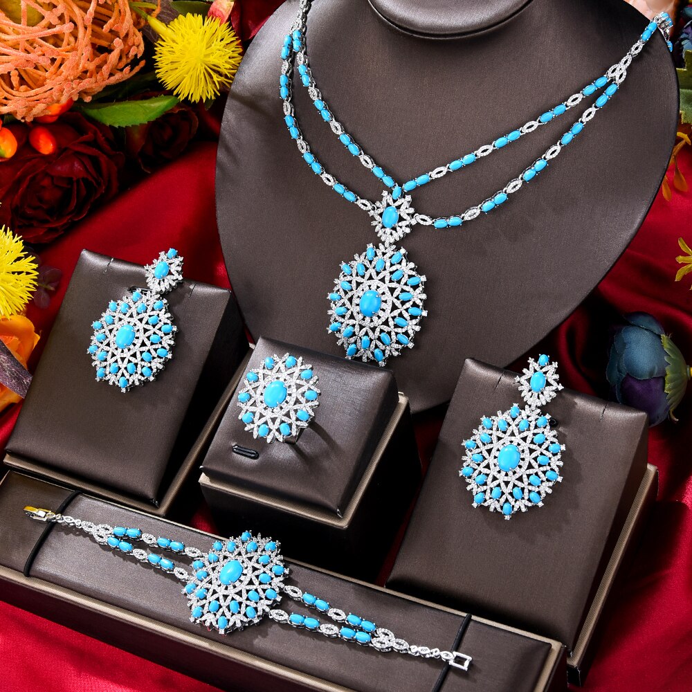 Women's Copper Cubic Zirconia Trendy Bridal Wedding Jewelry Set