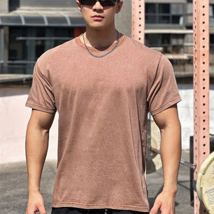 Men's Cotton Short Sleeve Pullover Closure Sportswear T-Shirt