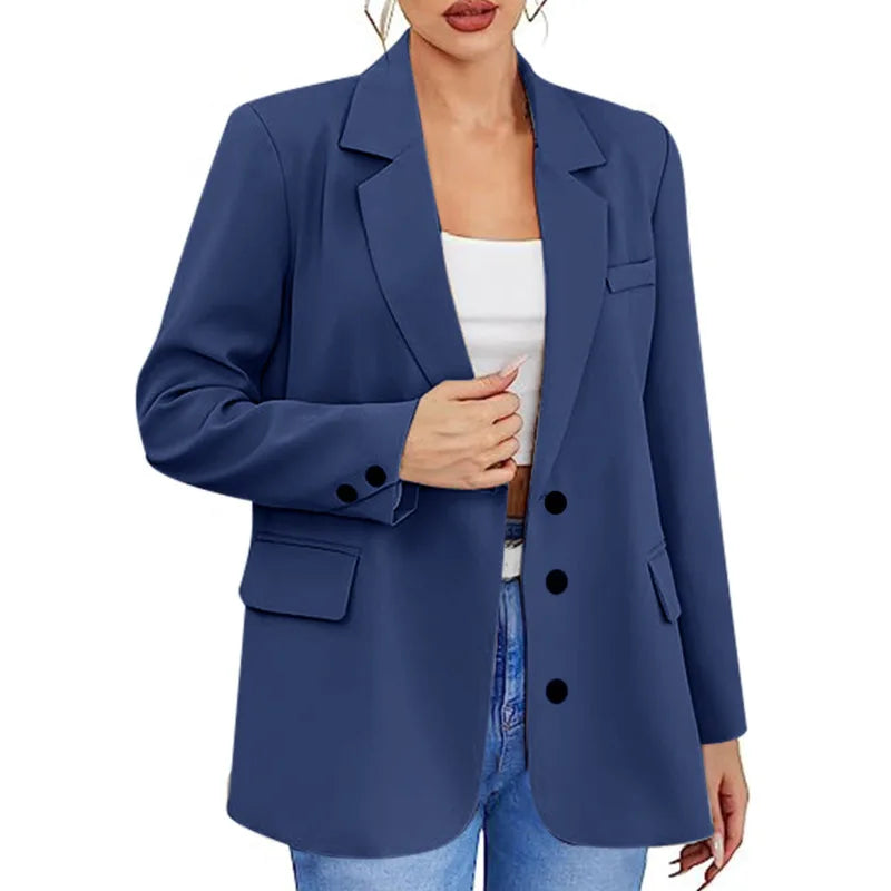 Women's Notched Collar Long Sleeve Single Breasted Casual Blazer