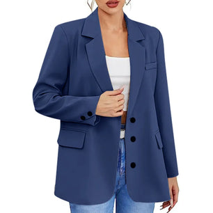 Women's Notched Collar Long Sleeve Single Breasted Casual Blazer