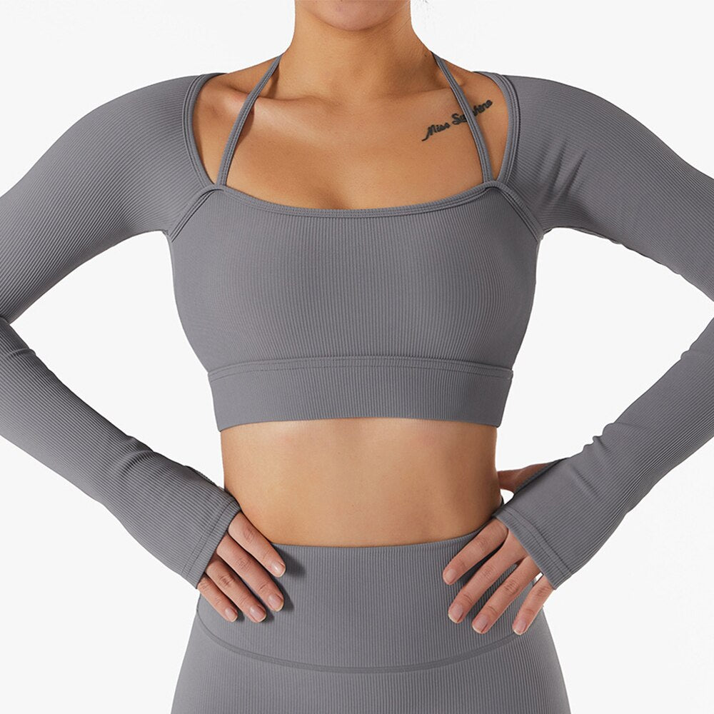 Women's Nylon Square Neck Quick-Dry Yoga Fitness Breathable Top