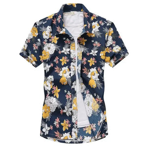 Men's Polyester Turn-Down Collar Short Sleeves Casual Wear Shirts