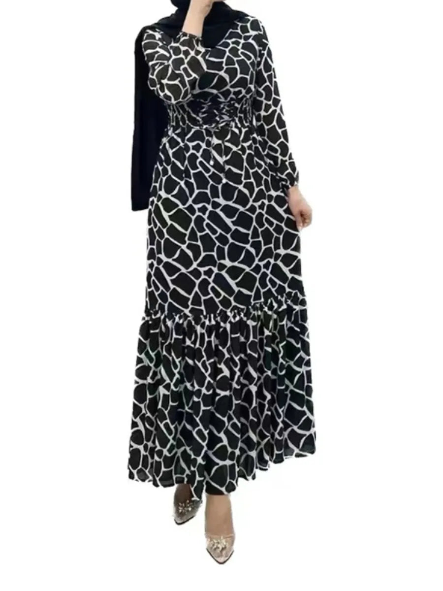 Women's Arabian Polyester Full Sleeves Printed Casual Dress