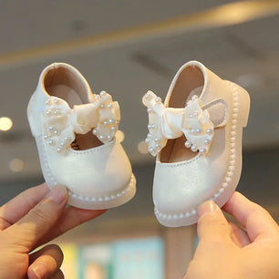 Kid's Girl PU Round Toe Buckle Strap Closure Rhinestone Shoes