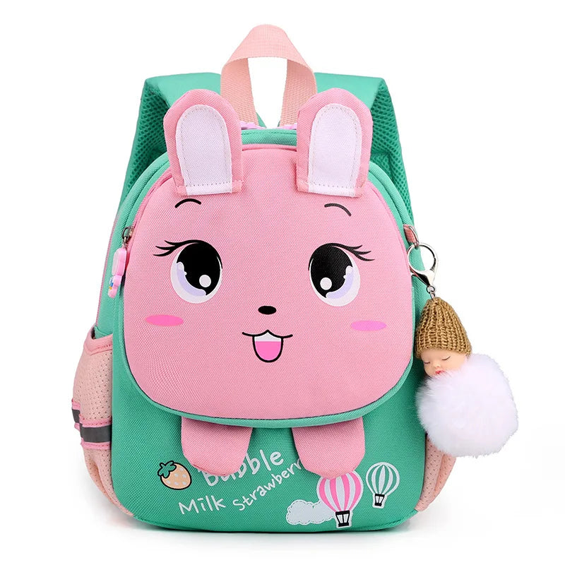 Kid's Nylon Waterproof Zipper Closure Cartoon School Backpack