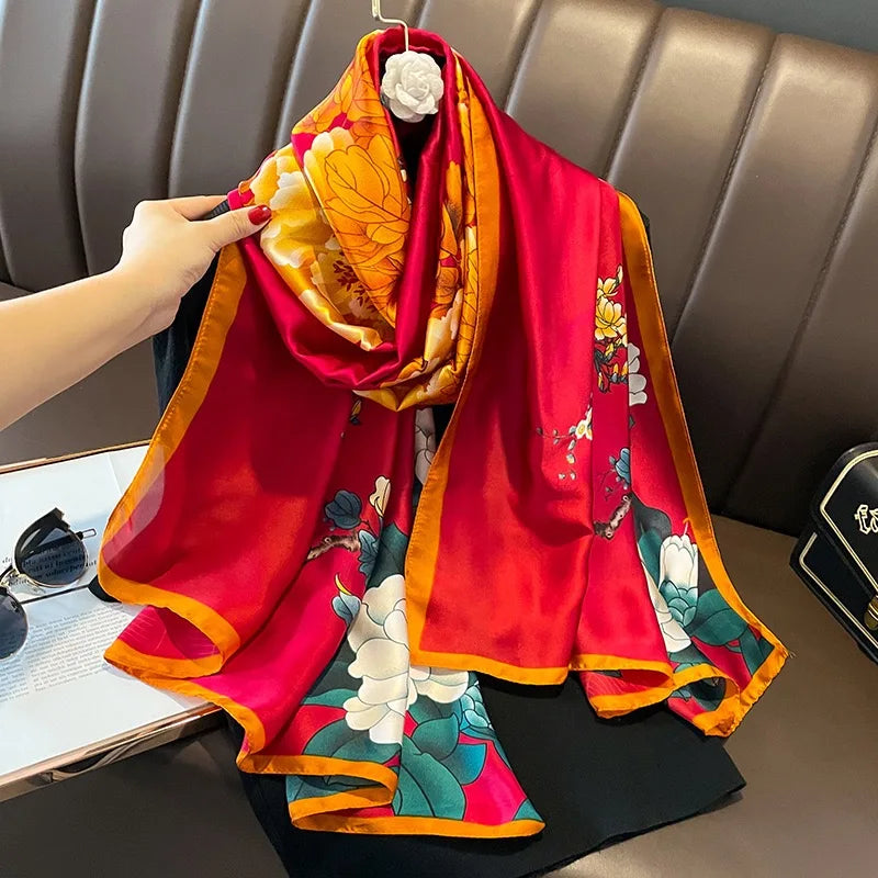 Women's Silk Neck Wrap Printed Pattern Trendy Beach Scarves