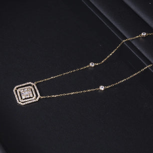 Women's Copper Cubic Zirconia Geometric Shaped Trendy Necklace