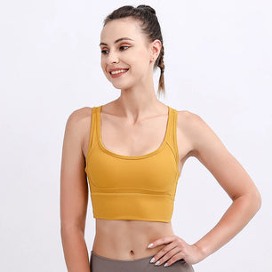 Women's Nylon Square-Neck Sleeveless Fitness Yoga Workout Top