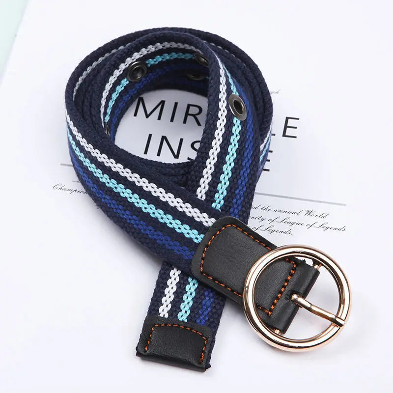 Men's Canvas Pin Buckle Closure Mixed Colors Pattern Belts