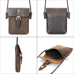 Men's Genuine Leather Hasp Closure Solid Pattern Shoulder Bag