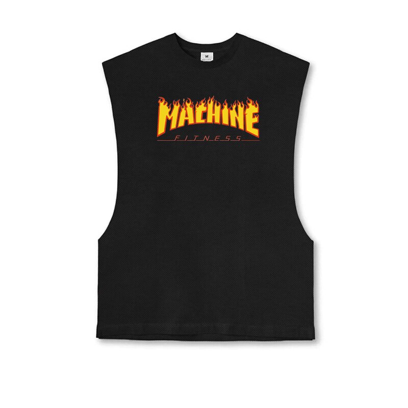 Men's Polyester Sleeveless Gym Fitness Running Workout Print Tops