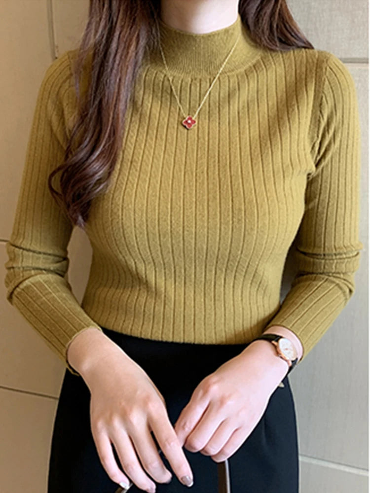 Women's Acrylic Turtleneck Full Sleeve Solid Pattern Sweater