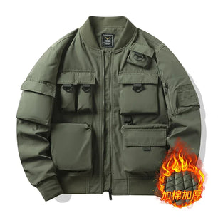 Men's Polyester V-Neck Full Sleeves Zipper Closure Winter Jackets