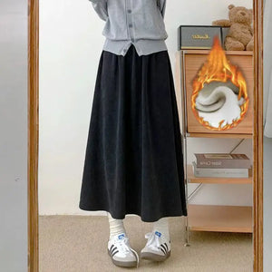 Women's Cotton High Waist Solid Pattern Casual Wear Maxi Skirts
