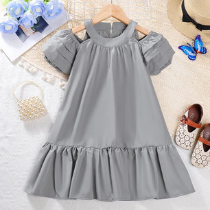 Baby Girl's Polyester Short Sleeves Pleated Pattern Party Dress