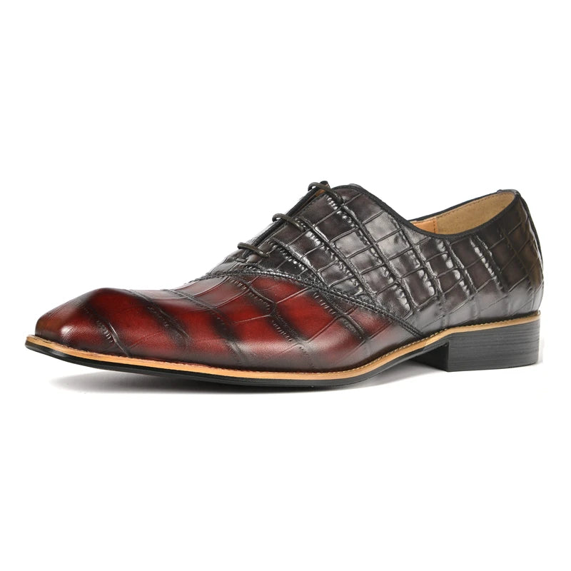 Men's Genuine Leather Pointed Toe Lace-up Closure Formal Shoes