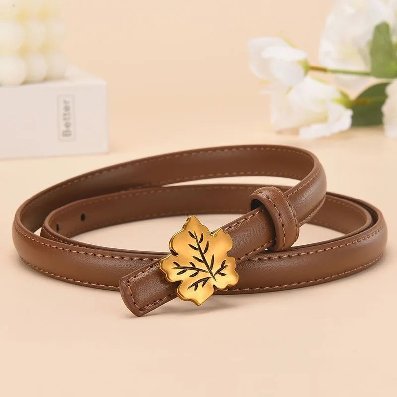 Women's Split Leather Buckle Closure Solid Pattern Trendy Belts