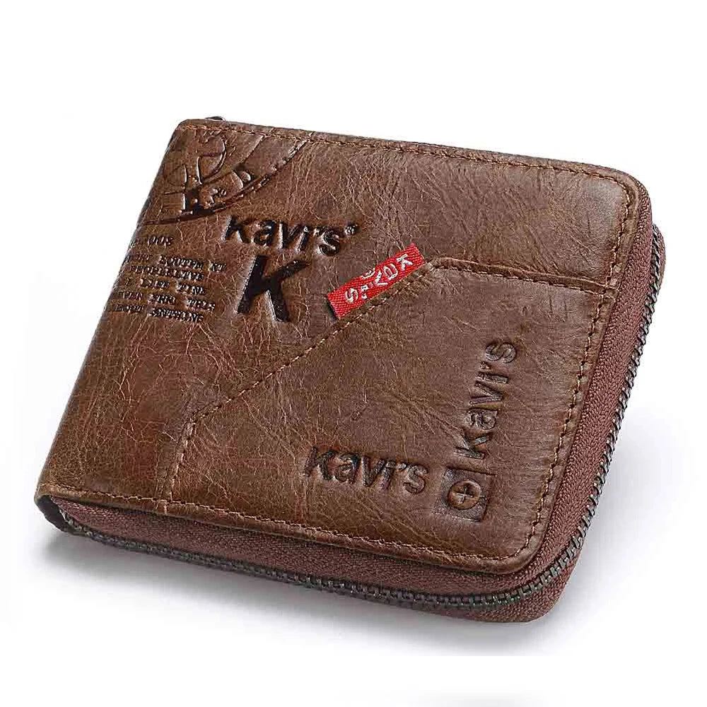 Men's Genuine Leather Card Holder Letter Pattern Trendy Wallets