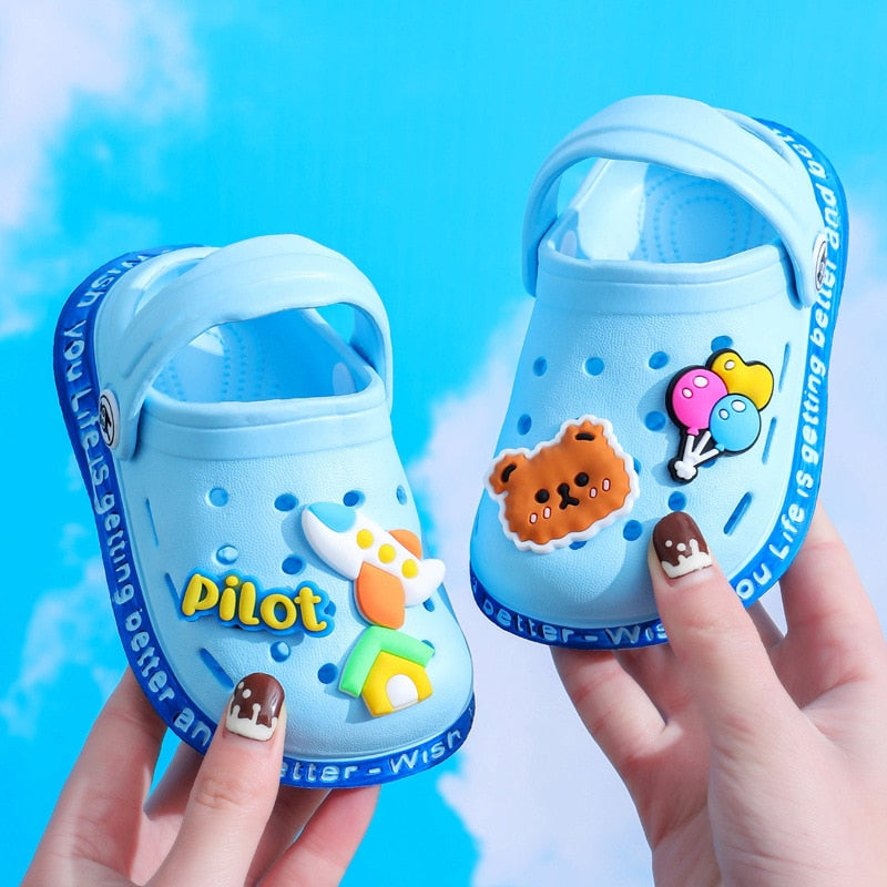 Kid's Rubber Round Toe Breathable Cartoon Pattern Beach Sandals