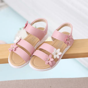 Kid's Open Toe Floral Pattern Hook Loop Closure Party Sandals