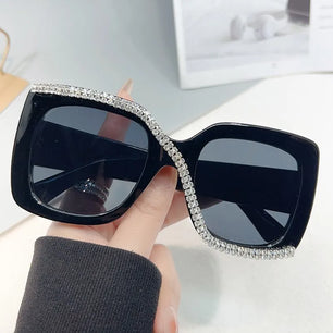 Women's Polycarbonate Frame Square Shaped Rhinestone Sunglasses