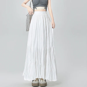 Women's Polyester Elastic Waist Pleated Pattern Casual Wear Skirt