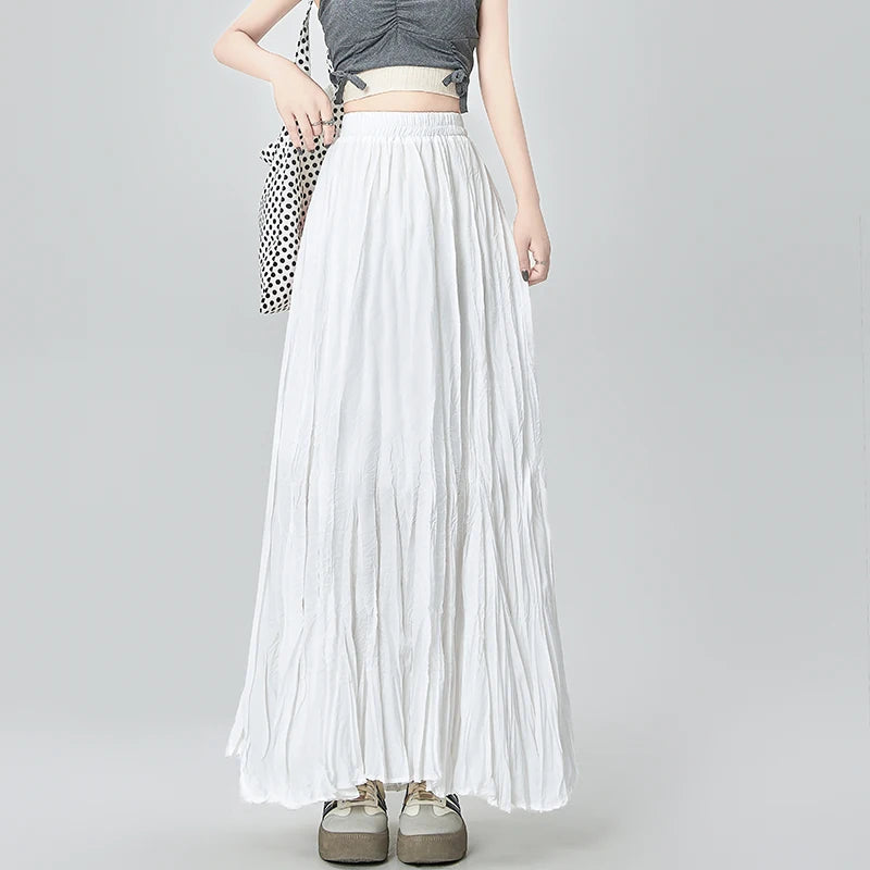 Women's Polyester Elastic High Waist Solid Pattern Casual Skirts