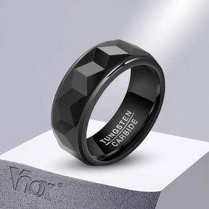 Men's Metal Tungsten Geometric Shaped Prong Setting Wedding Rings