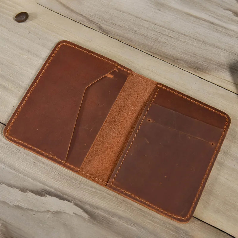 Men's Genuine Leather Solid Pattern Card Holder Trendy Wallets