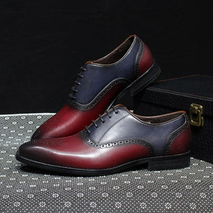 Men's PU Leather Pointed Toe Lace-Up Closure Elegant Oxford Shoes