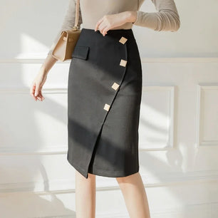 Women's Polyester Elastic High Waist Solid Pattern Casual Skirts