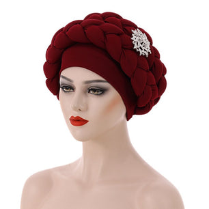 Women's Arabian Polyester Headwear Solid Pattern Casual Hijabs