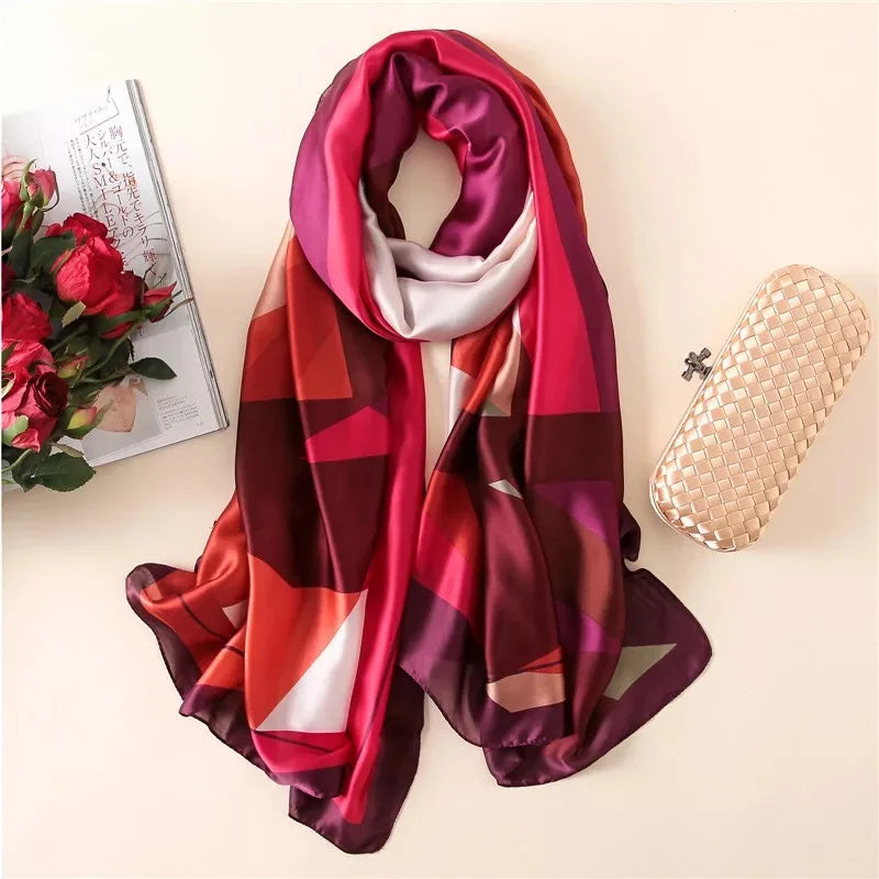 Women's Silk Neck Wrap Printed Pattern Trendy Beach Scarves