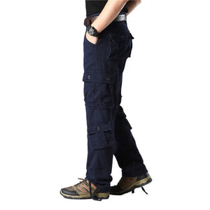 Men's Cotton Mid Waist Zipper Fly Closure Solid Pattern Trousers