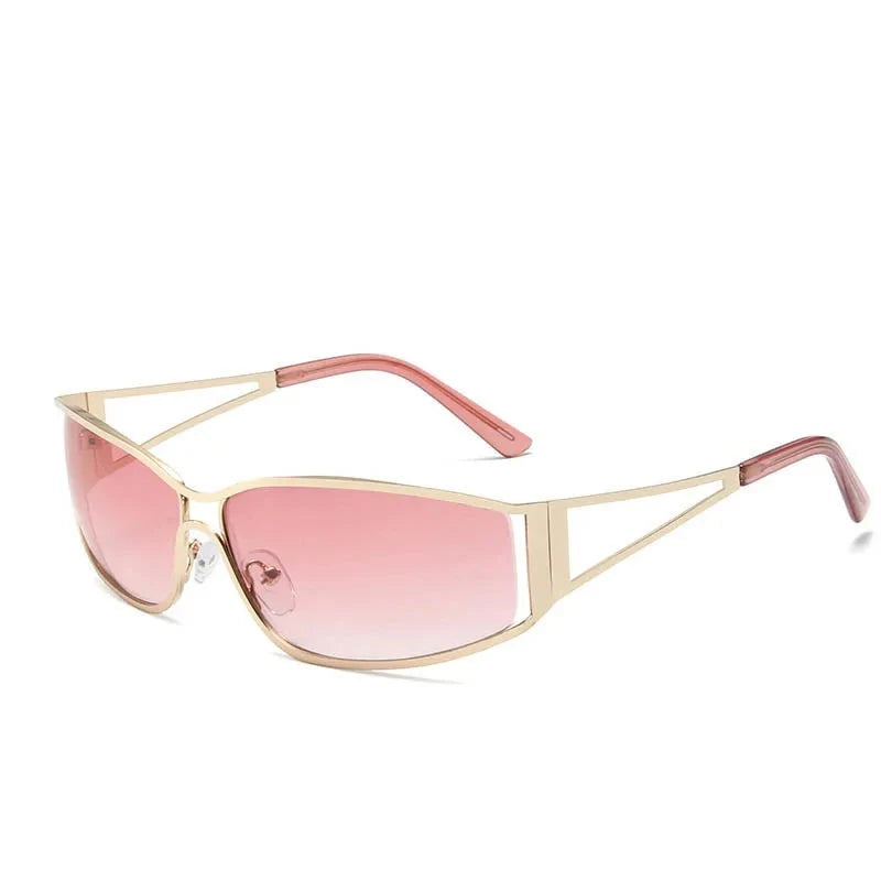 Women's Alloy Frame Resin Lens Rectangle Shaped Trendy Sunglasses