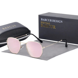 Women's Stainless Steel Frame Polaroid Lens Square Sunglasses