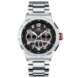 Men's Stainless Steel Case Round Shaped Waterproof Trendy Watch