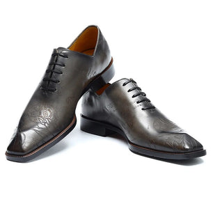 Men's Genuine Leather Square Toe Lace-up Closure Formal Shoes